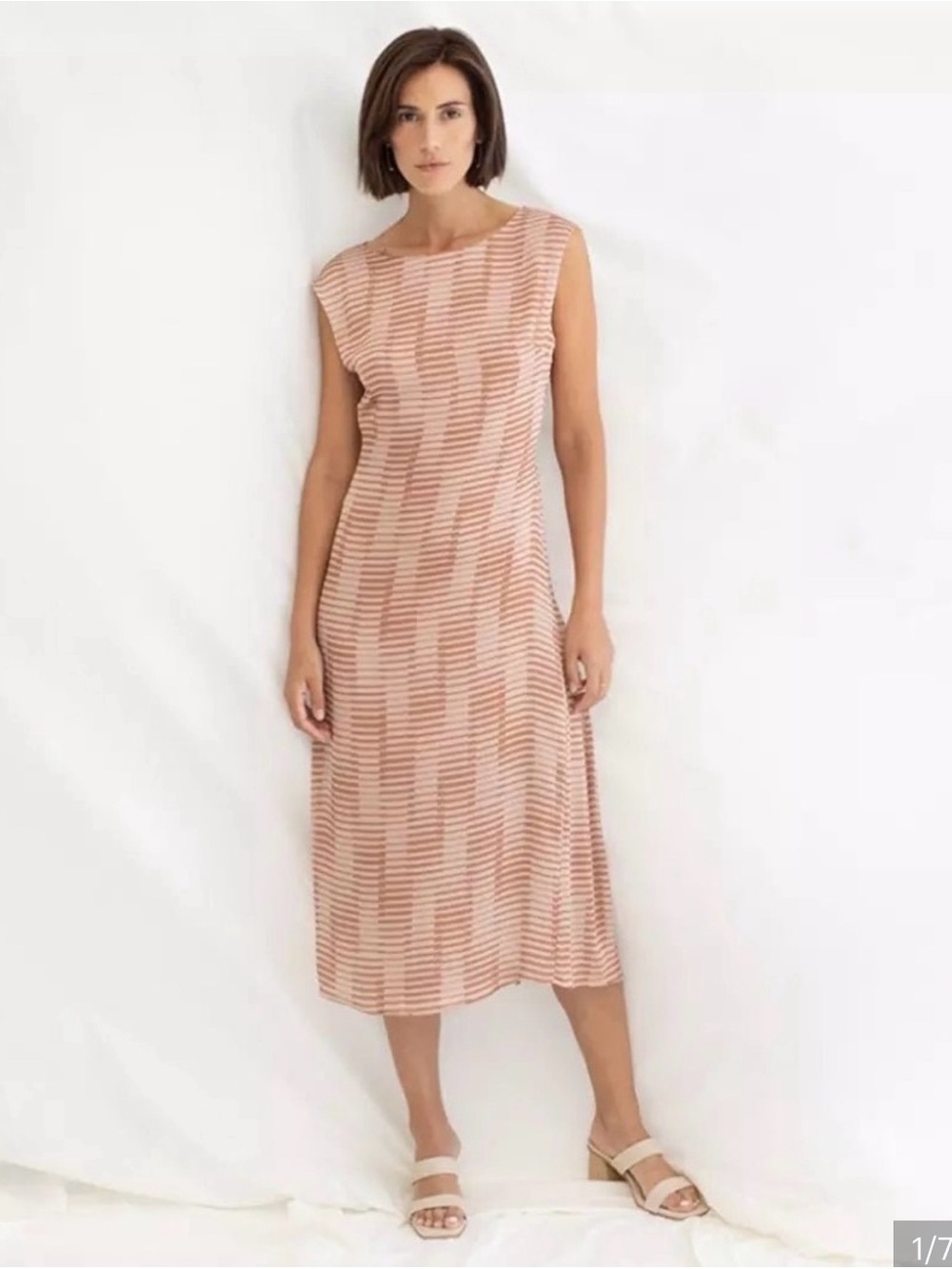 Spanish Pink Stripe Midi Dress